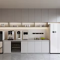 Modern Kitchen Interior With Gray Cabinets Appliances Countertop And Lighting Strips 3d model