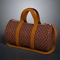 Stylish Brown Monogrammed Leather Handbag With Dual Handles And Shoulder Strap