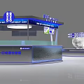 Blue Themed Orion Cafe with Moon Model Decor and Modern Exterior Design Elements