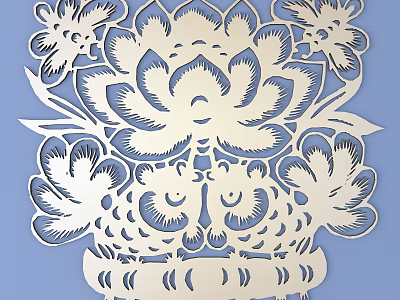 Traditional Paper Carving Art With Exquisite Lotus And Peony Patterns 3d model