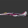 Sleek Pink And Blue Spacecraft With Yellow Cockpit And Aerodynamic Wings For Space Travel