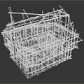 Wooden House Frame Under Construction With Detailed Wooden Skeleton Structure