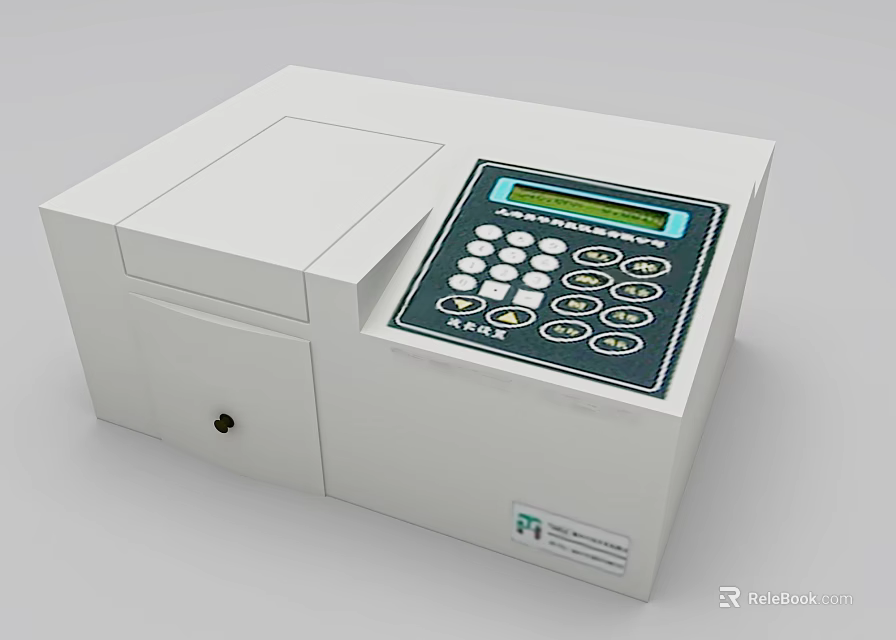 White Commercial Analytical Equipment with Digital Display Screen and Control Panel Buttons 3d model 
