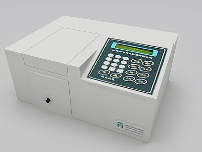 White Commercial Analytical Equipment with Digital Display Screen and Control Panel Buttons 3d model