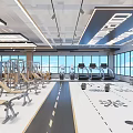 Modern Fitness Gym With Treadmills Weight Benches Large Windows And Bright Workout Area