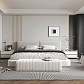 Modern Bedroom Interior Design With Large Bed Upholstered Bench Herringbone Floor And Marble Wardrobe