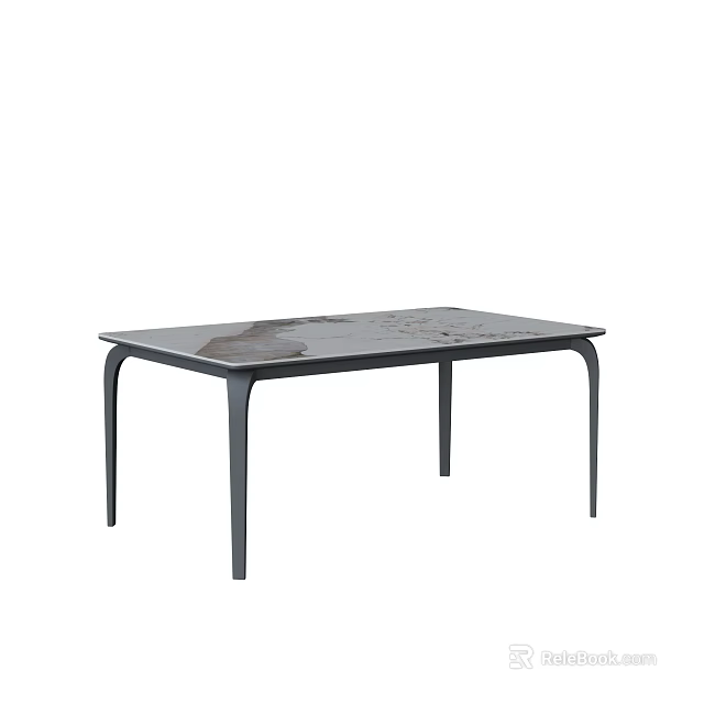Modern Minimalist Dining Table With Black Legs And Patterned Tabletop 3d model
