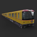 Modern Yellow Subway Train With Exterior Windows And Front Design Details