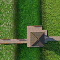 Roadside Wooden Observation Tower With Pathway And Green Lawn Area