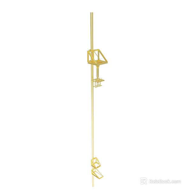 Golden Suspended Platform Structure With Metal Support And Industrial Design 3d model 