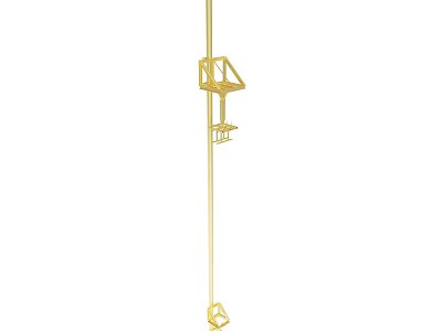 Golden Suspended Platform Structure With Metal Support And Industrial Design 3d model