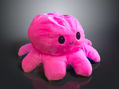 Soft Pink Octopus Plush Toy With Cute Smiling Face And Tentacles 3d model