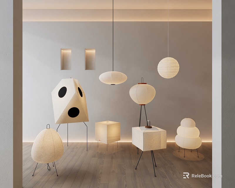 Modern Minimalist Lighting Combinations With Geometric Spherical Pendant Table And Floor Lamps 3d model 