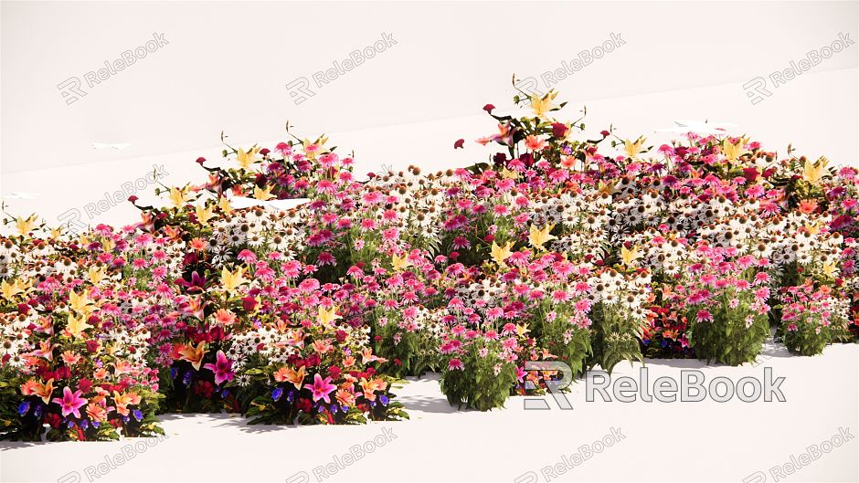 modern shrub flower border plant cluster model