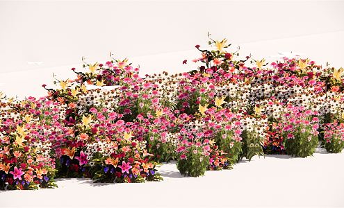 modern shrub flower border plant cluster 3d model