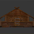 Rustic Log Cabin With Wooden Structure Thatched Roof And Front Porch Design
