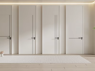 Modern Minimalist White Hinged Doors Interior Design With Sleek Surface And Simple Handles 3d model