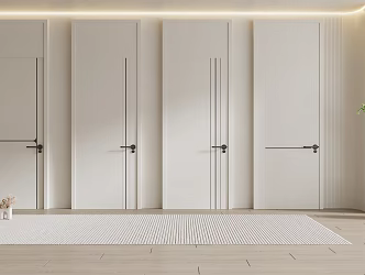 Modern swing door cream single door 3d model