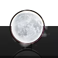 Round Moon Installation With Smoke Effect Black Base Reflective Surface Photo Taking Spot