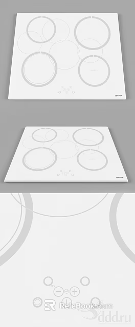 Smeg White Electric Cooktop With Circular Heating Zones And Control Buttons 3d model 