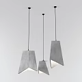 Three Gray Geometric Chandeliers Hanging In Modern White Interior Design 3d model