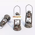 Vintage Rustic Candle Lanterns With Metal Frame And Glass Shade Set Of Three
