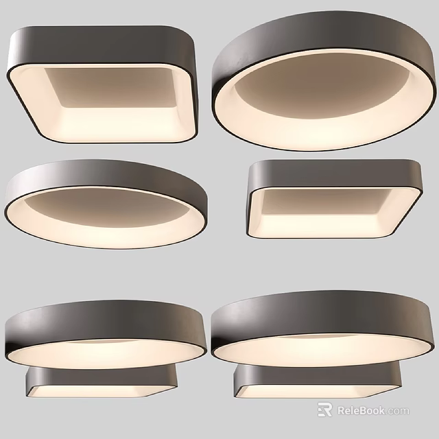 Modern Stylish Indoor Ceiling Lights With Round Square Design Black Frame White Light 3d model