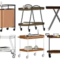 Various Design Mobile Side Tables With Metal Frames And Wooden Shelves