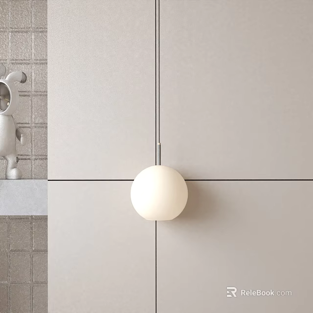 Minimalist White Globe Chandelier in Modern Interior with Clean Wall Design Elements 3d model