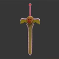 Golden Decorative Sword With Eagle Head Ornament And Red Top Handle