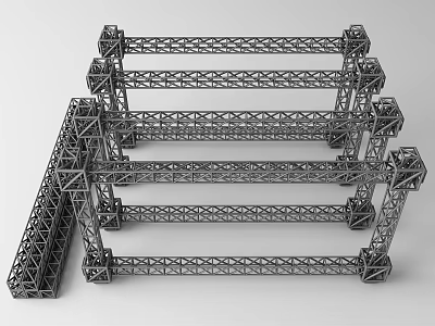 Industrial Metal Truss Framing Structure With Heavy Duty Steel Construction Equipment 3d model