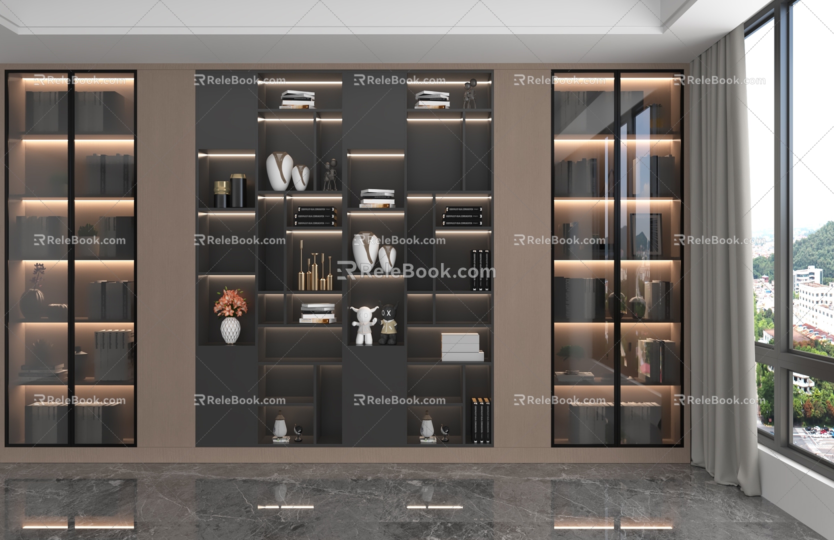 Modern bookcase 3d model