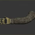 Realistic Arm Models With Camouflage Yellow Gloves And Blue Finger Lines