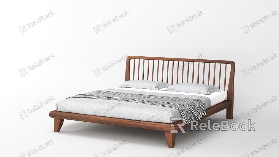 Modern Double Bed Solid Wood Bed model