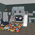 House Shaped Bunk Bed With Slide Desk And Storage Cabinets In Kids Room