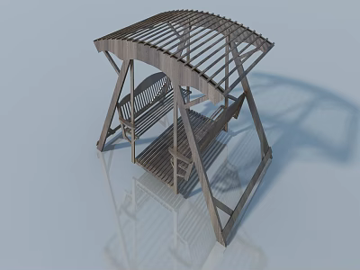 Wooden Hinged Door With Curved Top Design For Modern Interior 3d model