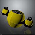 Yellow Electronic Gadget With Round Main Body Multiple White Top Components And Black Accents