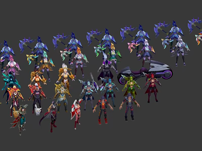 Diverse Game And Movie Characters With Unique Costumes And Weapon Designs 3d model
