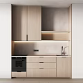 Modern Kitchen With Light Wood Cabinets Drawers And Oven Appliance