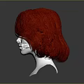 Realistic Human Head Mannequin Displaying Red Wavy Short Hair Styling Design