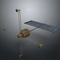 3D Rendered Satellite Model With Solar Panel Array And Support Arms