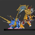 Colorful Mechanical Dragon Figure With Detailed Design Vibrant Blue Yellow Red Claw And Wing Elements