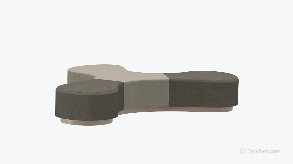 Abstract Shaped Sofa With Modular Sections And Neutral Upholstery Design 3d model 