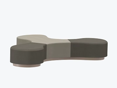 Abstract Shaped Sofa With Modular Sections And Neutral Upholstery Design 3d model