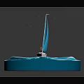 Elegant Sailboat Water Transport on Blue Water Circular Platform with Seagulls