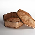 Hexagonal Storage Basket with Woven Texture and Lid for Home Organization 3d model