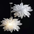 Modern White Flower Shaped Chandeliers With Illuminated Tulle Design For Interior Decor