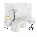 Medical Equipment Collection Featuring Tufted Massage Table Adjustable Lamp Rolling Cart And Round Lamp Stand