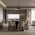 Modern Living Dining Room With Light Sofa Dark Stone Wall Large Windows And City View