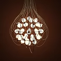 Unique Shaped Chandelier With Metal Wire Frame And Round Illuminated Bulbs